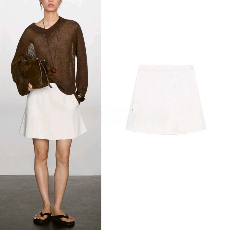 Falda Vaquera Informal Simple de Línea A, Falda Midi Versátil de Alta Gama para Mujer, Diseño de Bolsillo, Fibra de Poliéster