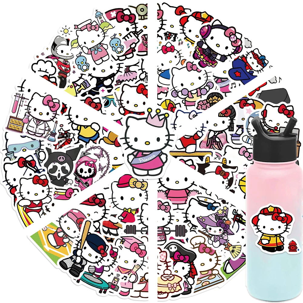 

10/30/60pcs Kawaii Hello Kitty Graffiti Stickers for Kids Toy Funny Cute Sanrio Cartoon Decals Sticker for Phone Laptop Notebook