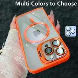 Fashion Ring Stand Magnetic Case For iPhone 16 15 14 Plus 13 12 11 Pro Max Case with Glass Lens Protector Phone Case for Magsafe