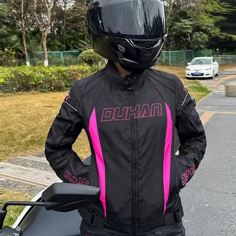 

DUHAN Motorcycle Jacket Breathable Women's Motorcycle Jacket CE Certification Anti-fall Woman's Biker Coat Wear Resistant Black