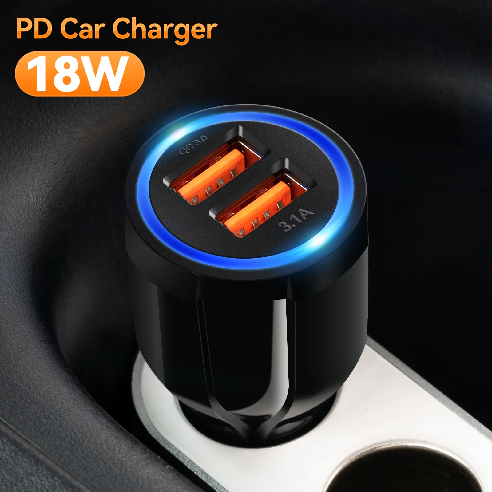 18W 3.1A Car Charger Dual USB Fast Charging QC 3.0 Phone Charger Adapter For iPhone 11 Pro Max 6 7 8 Plus Xiaomi Redmi Huawei