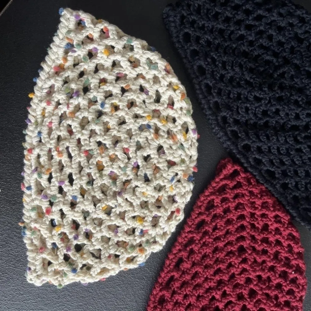 Fashion Crochet Beanie Cap Handmade Breathable Mesh melon hat Hollow Out Thin Pullover Hat for Spring Summer