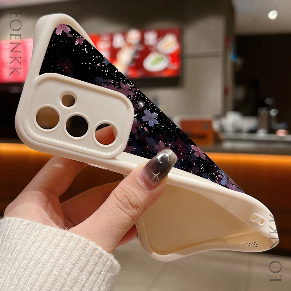Sakura Leaf Silicone Phone Case For Samsung Galaxy S23 S22 S21 S25 S24 S20 Ultra FE A35 A15 A25 A55 Note 20 Plus 5G Soft Cover