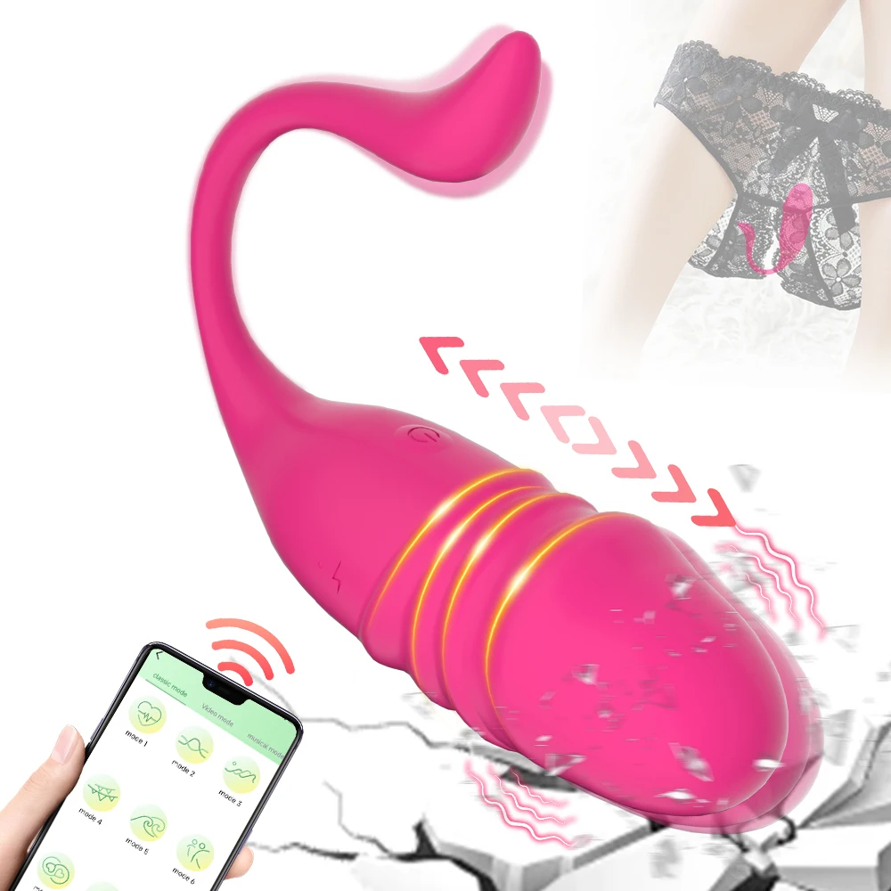 Vibrador inalámbrico con Bluetooth para mujer, consolador telescópico con Control remoto por aplicación, huevo vibrador para masturbación, masajeador, Juguetes sexuales