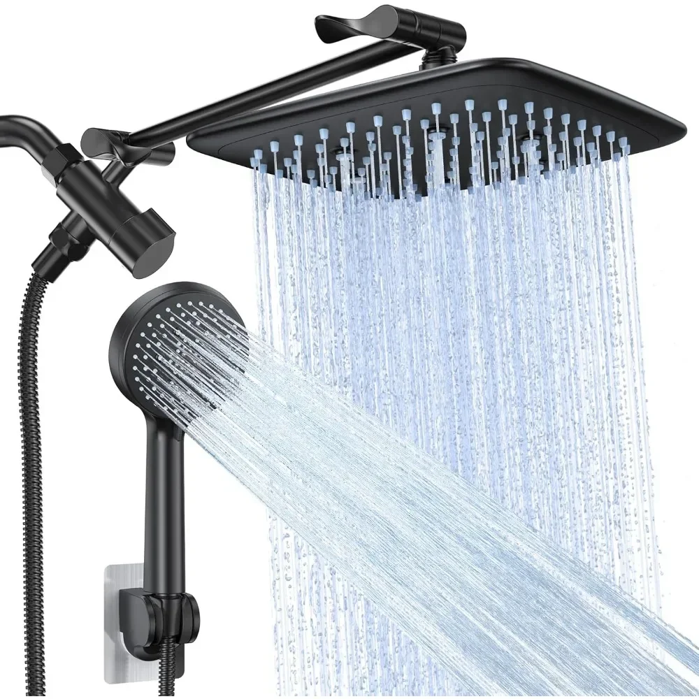 

Pressure Rain Shower Head Combo with Extension Arm- Easy to Install Wide Rainfall Showerhead