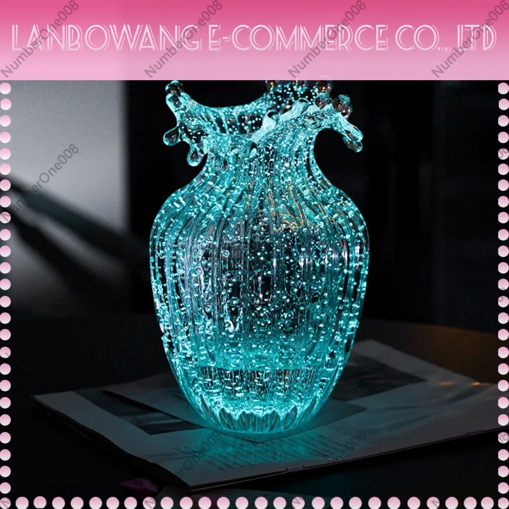 Ins Dreamlike Fluorescent Vase Glow-in-the-dark Exquisite Luminous Glacier Vase Unique Transparent Mushroom Vase Living Room