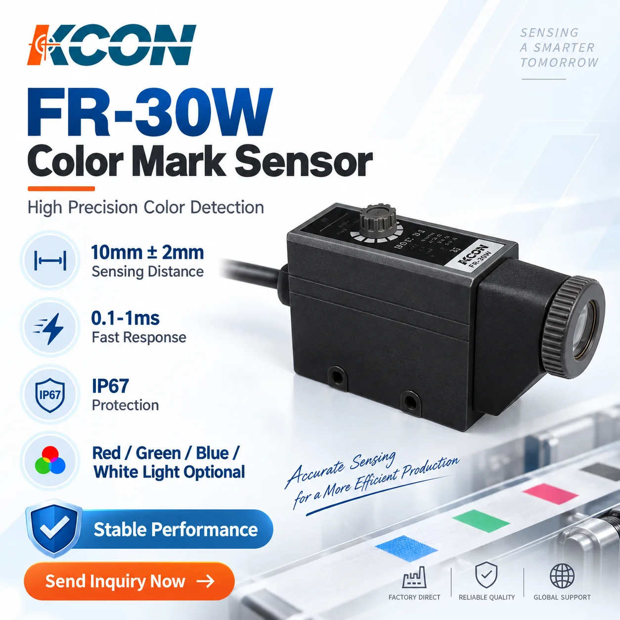 FR-30W Output Full protection 0.1~1ms Response Speed Color Code Sensor with Multiple Light Sources to Choose From