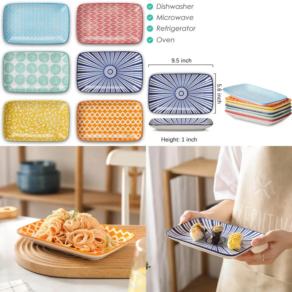 

ceramic 9.5 inch large rectangular salad plates, dinner plates, pasta dessert plates serving platters and trays for appetizer,