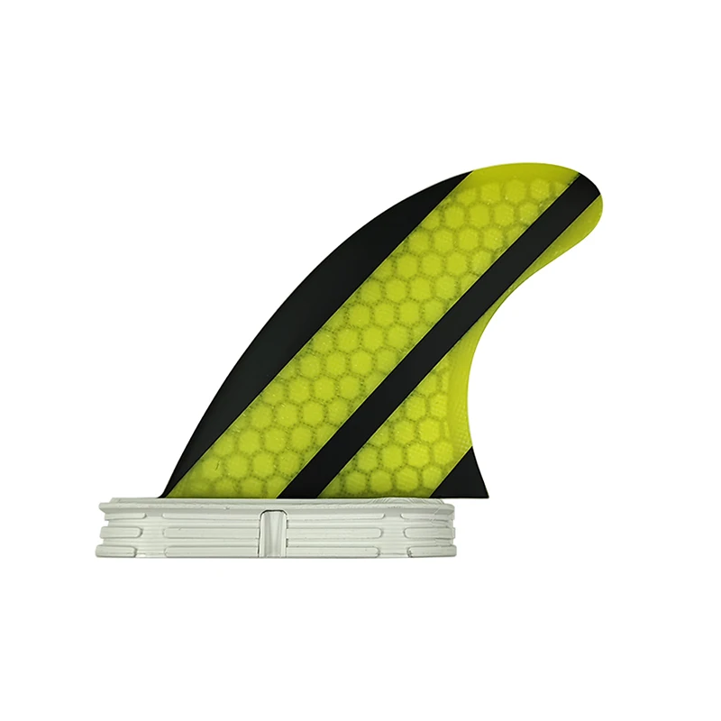 Surf Fins UPSURF TWIN Fins K2.1 Size Yellow Color Fiberglass Honeycomb Double Tabs 2 Surfboard Fins