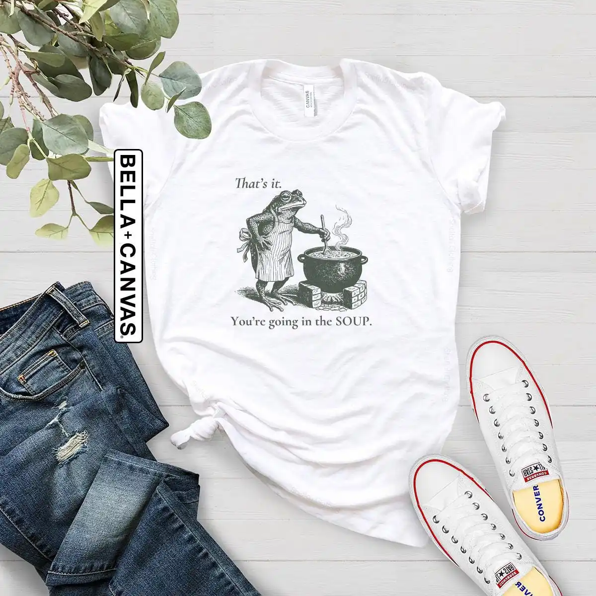 Funny Frog Shirt That's It You're Going in the Soup T-shirt Sweatshirt Tee Shirts Weird Weirdcore Meme Trending Trendy Gag Gift