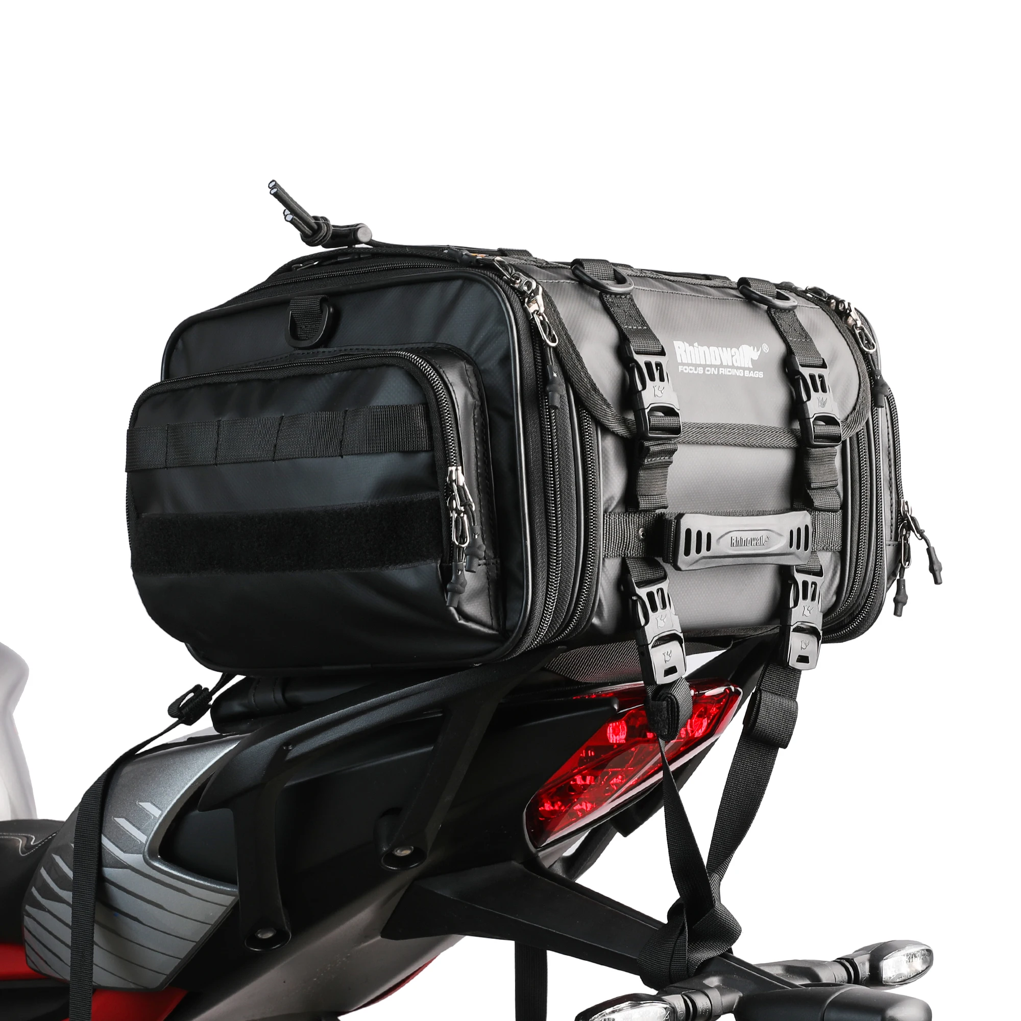 Rhinowalk 19-26L Expandable Motorcycle Tail Bag with Durable Quality, Large Capacity, Perfect for Riding Adventures