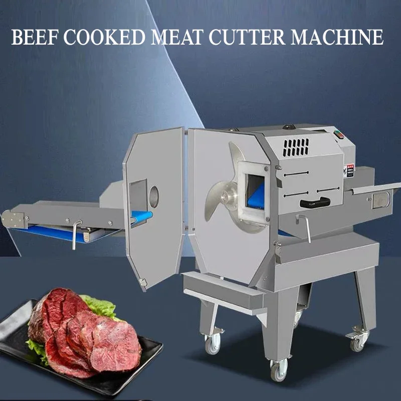 Large Scale Meat Cutting Processing Equipment Cutting Cooked Meat Thickness Adjustable Commercial Cooked Meat Slicer Machine