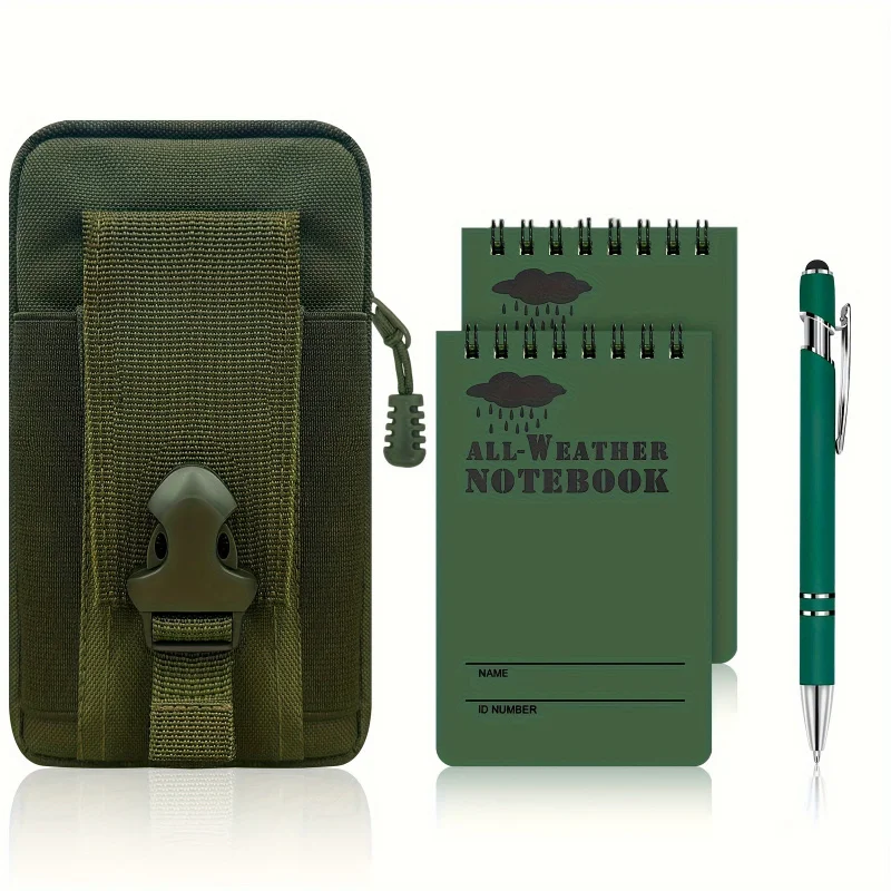 Bloc de notas impermeable de policía, 4 Uds., con bolígrafo resistente a la intemperie y estuche para registros de actividades al aire libre