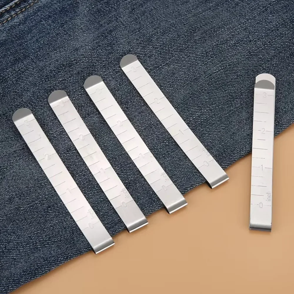 Stainless Steel Hemming Clips Metal Marking Quilting Sewing Clip Clothing Stitching Pinning Measuring Ruler Fabric DIY Craft