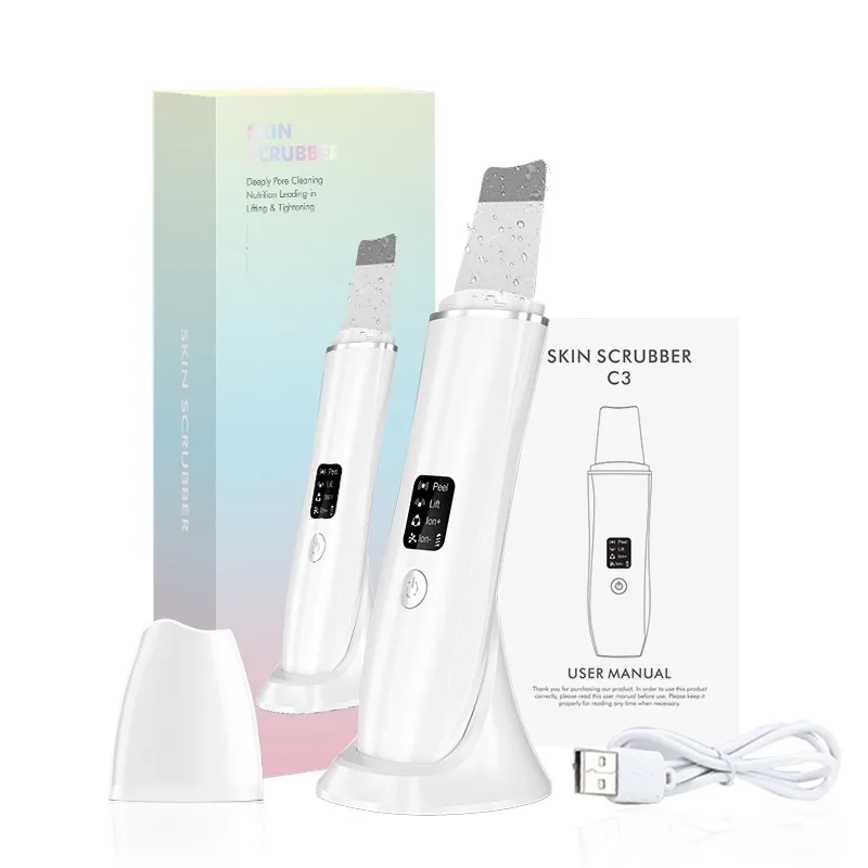 Ultrasone Gezichtsscrubber Gezichtspeeling Huid Scrubber Diepe Gezichtsreiniging Spatel Acne Porie Ultrasone Scrubber Gezichtsreiniger
