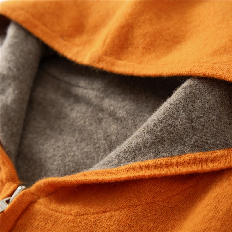 Men's Cardigan Hooded 100% Australian Wool Sweater Casual Knitting Autumn and Winter Series Long Sleeved Jacket New Hot Selling