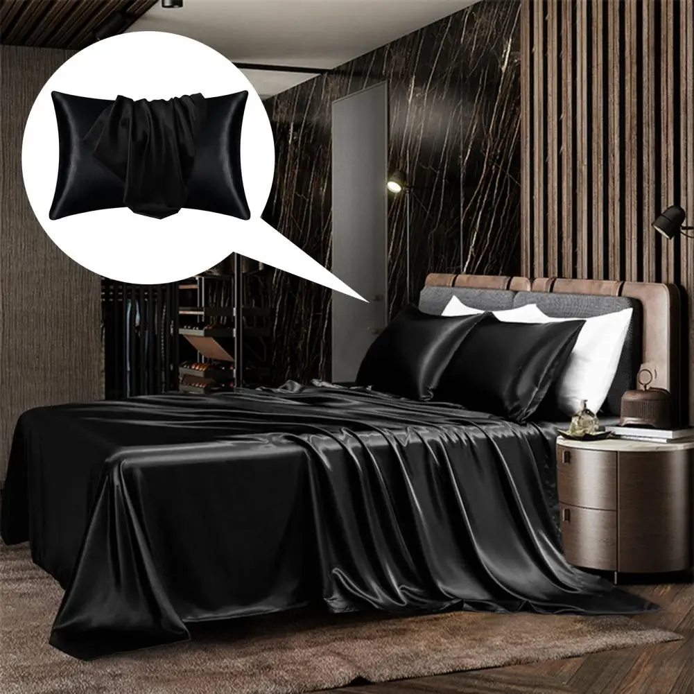 Funda de almohada de seda sintética de lujo, funda de cojín con cremallera oculta para decoración de sofá, resistente al desgaste, Color sólido