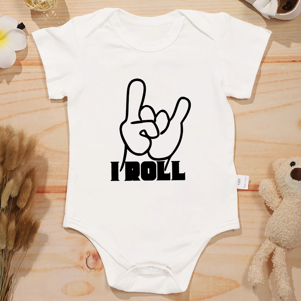 I Rock I Roll Милая одежда для маленьких мальчиков, модная забавная комбинезон для новорожденных, пижама, летняя домашняя повседневная одежда для