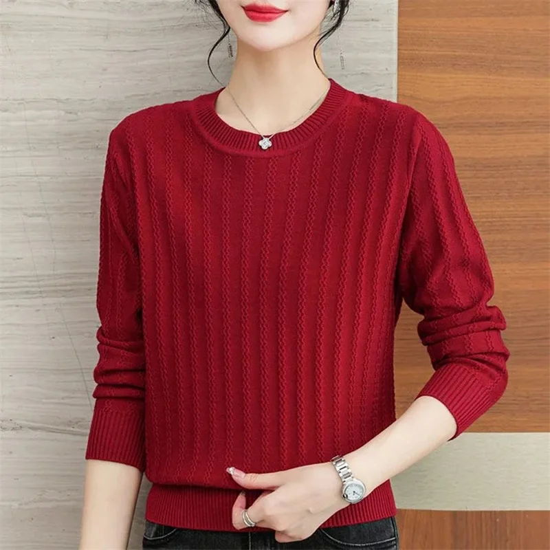 Knitted Pullover Bottoming Shirt Round Collar Women\'s Sweater Autumn And Winter New Middle-Aged Mother Padded Warm Jacket