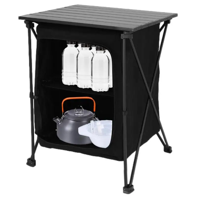 

Outdoor Cooking Table Cabinet Storage Organizer Folding Barbecue Table Cupboard Cabinet Camping Kitchen Table Cupboard Cupboard