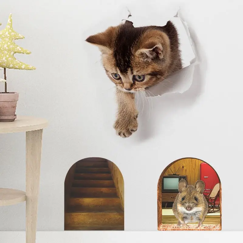 M228 Maus Katzen Tiere Wandaufkleber Badezimmer Toilette Dekor Wohnzimmer Schrank Kühlschrank Home Dekoration Aufkleber – Detail 14