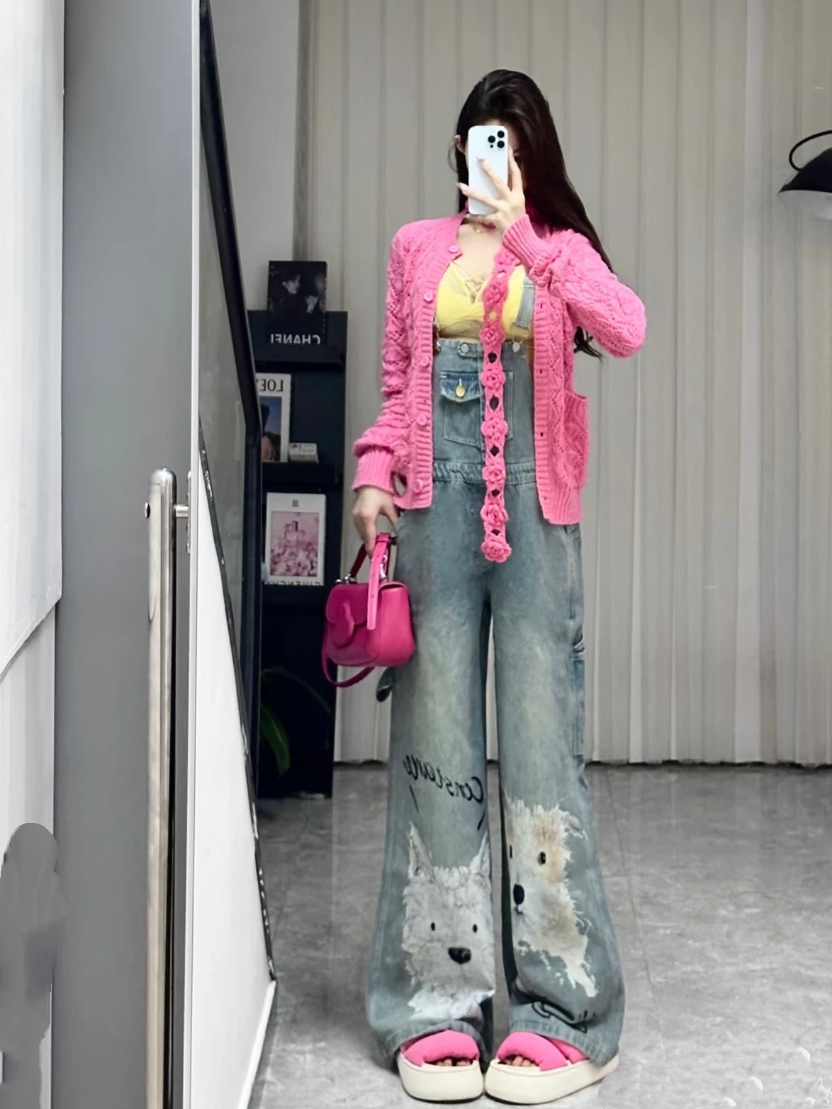 

American Retro Workwear Denim Overalls Women's Spring Summer New Loose Wide Leg Draping Slimming Youthful Straight Leg Pants