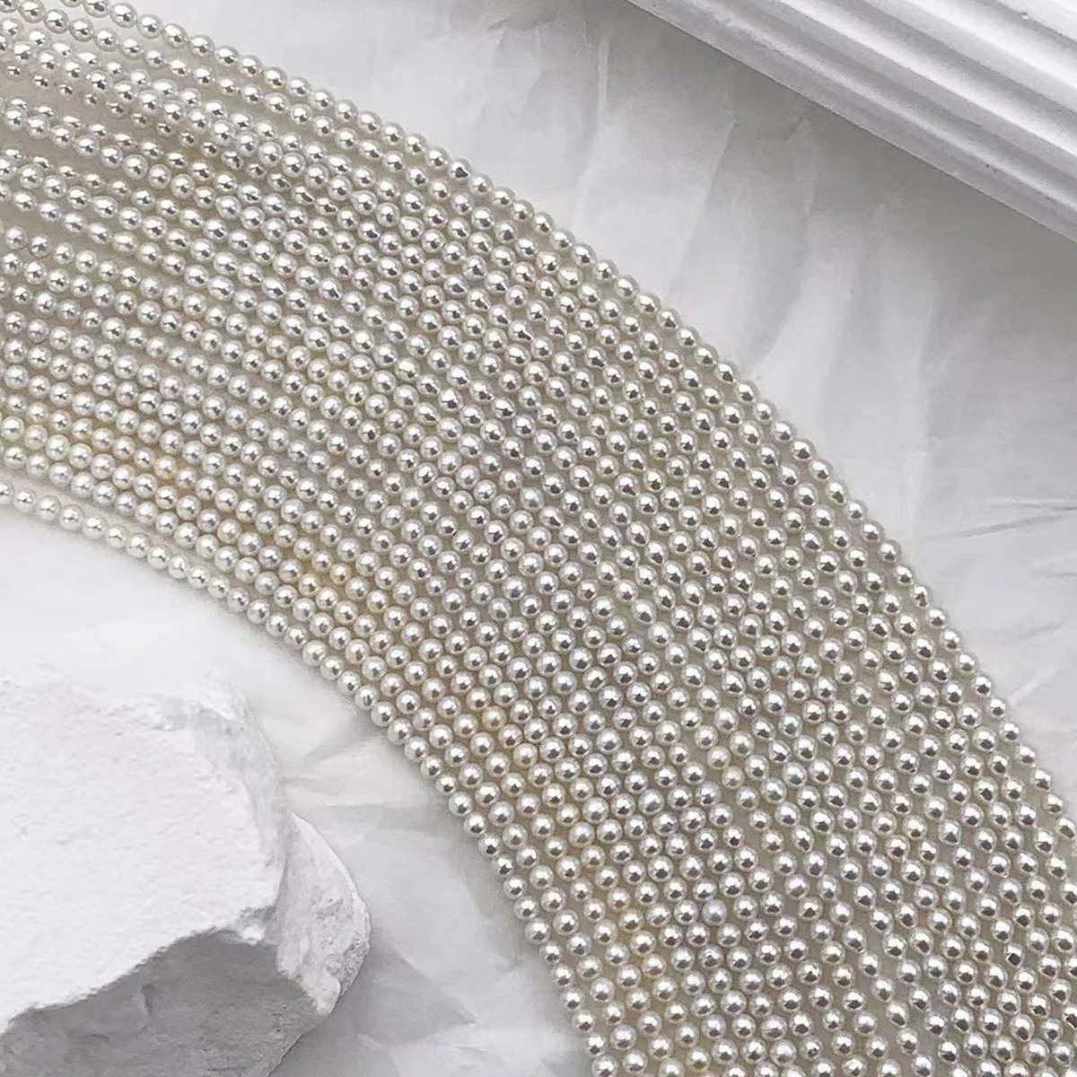 

3-4mm Natural Freshwater Pearls Near Round Loose Beads Spacer Beads for Jewelry Making Supplies DIY Necklace Bracelet Accessory