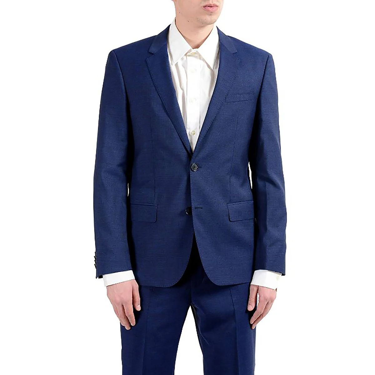 Traje clásico de esmoquin para hombre, traje de color azul oscuro con solapa con muescas, Blazer personalizado de un solo pecho, pantalones de negocios formales a medida, 2 piezas