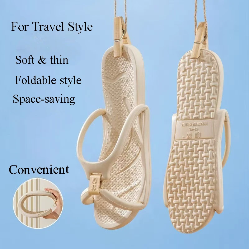 Foldable Travel Slippers Unisex EVA Flip Flops Hotel Non Slip Women Men Bathroom Indoor Slides Portable Lightweight Comfortable image 2
