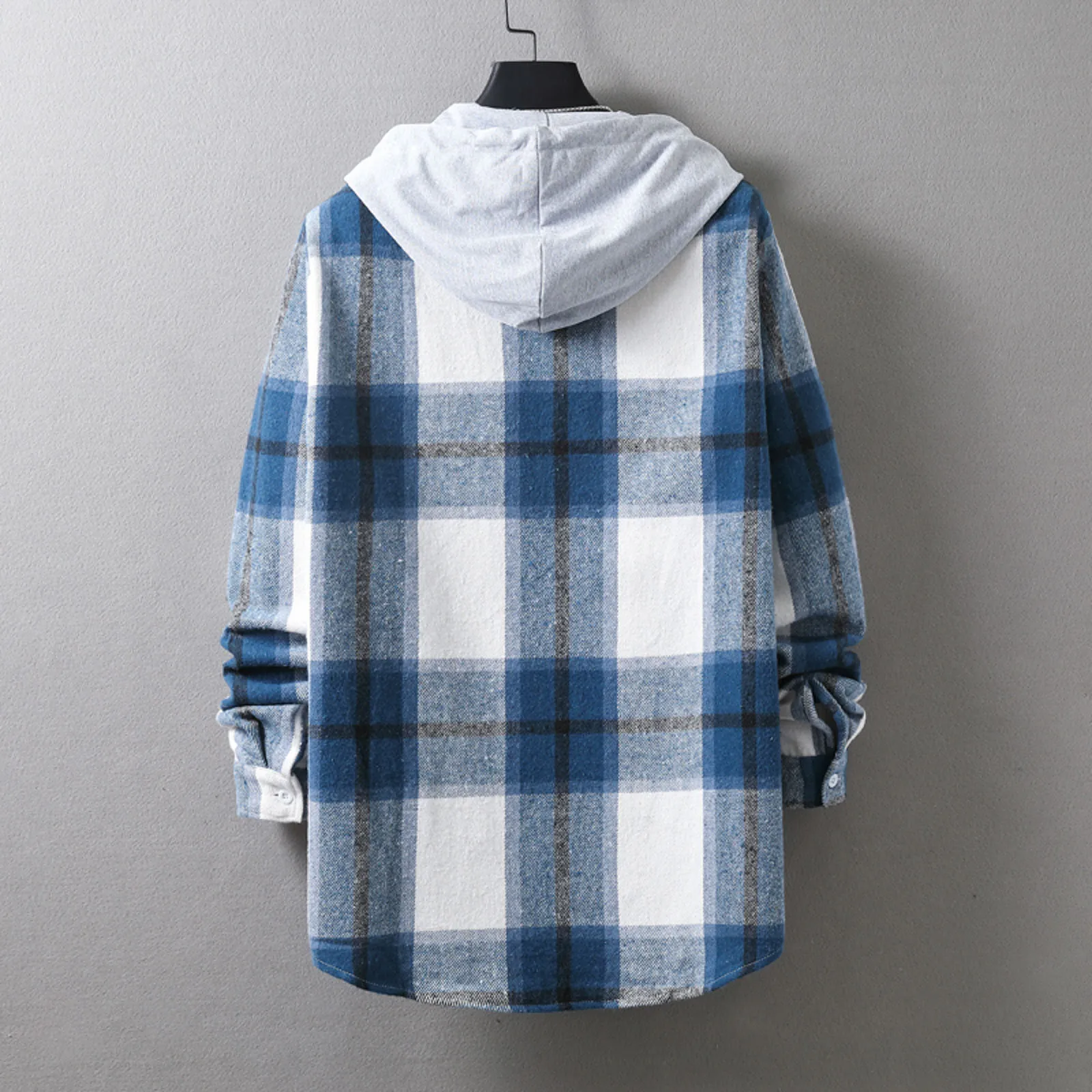 Men Plaid Hoodie Fashion Buffalo Plaid Men Loose Sweatshirt Mens Spring Autumn Long Sleeve Pockets Hooded Checked Flannel Shirt