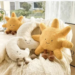 Deer INS Moon And Sun Plush Doll Stuffed Cartoon Cuddly Kawaii Sky Pillow with Legs Sitting Decor Pillow For Bedroom Sofa Chair