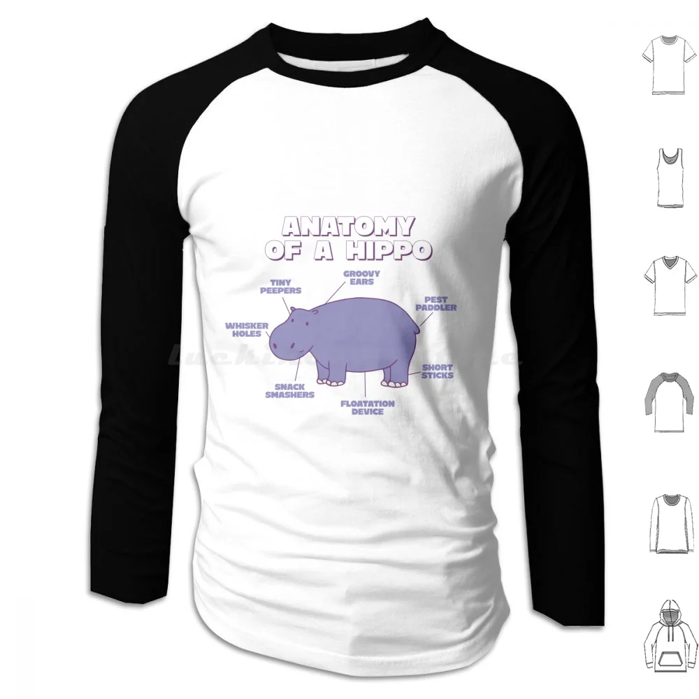 Anatomy Of A Hippo Sweet Hippo Explanation For Zoo Lovers Hoodie cotton Long Sleeve Anatomy Of A Hippo Funny