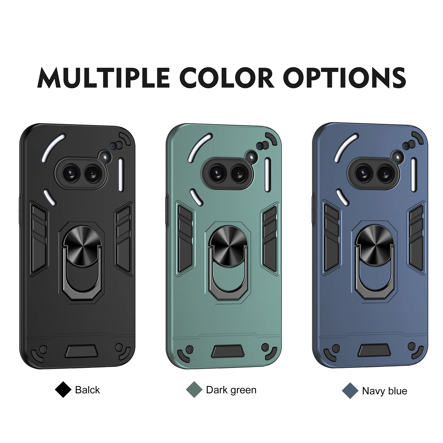 For Nothing Phone (2a), funda rígida con soporte de anillo magnético de armadura híbrida clásica a prueba de golpes de lujo