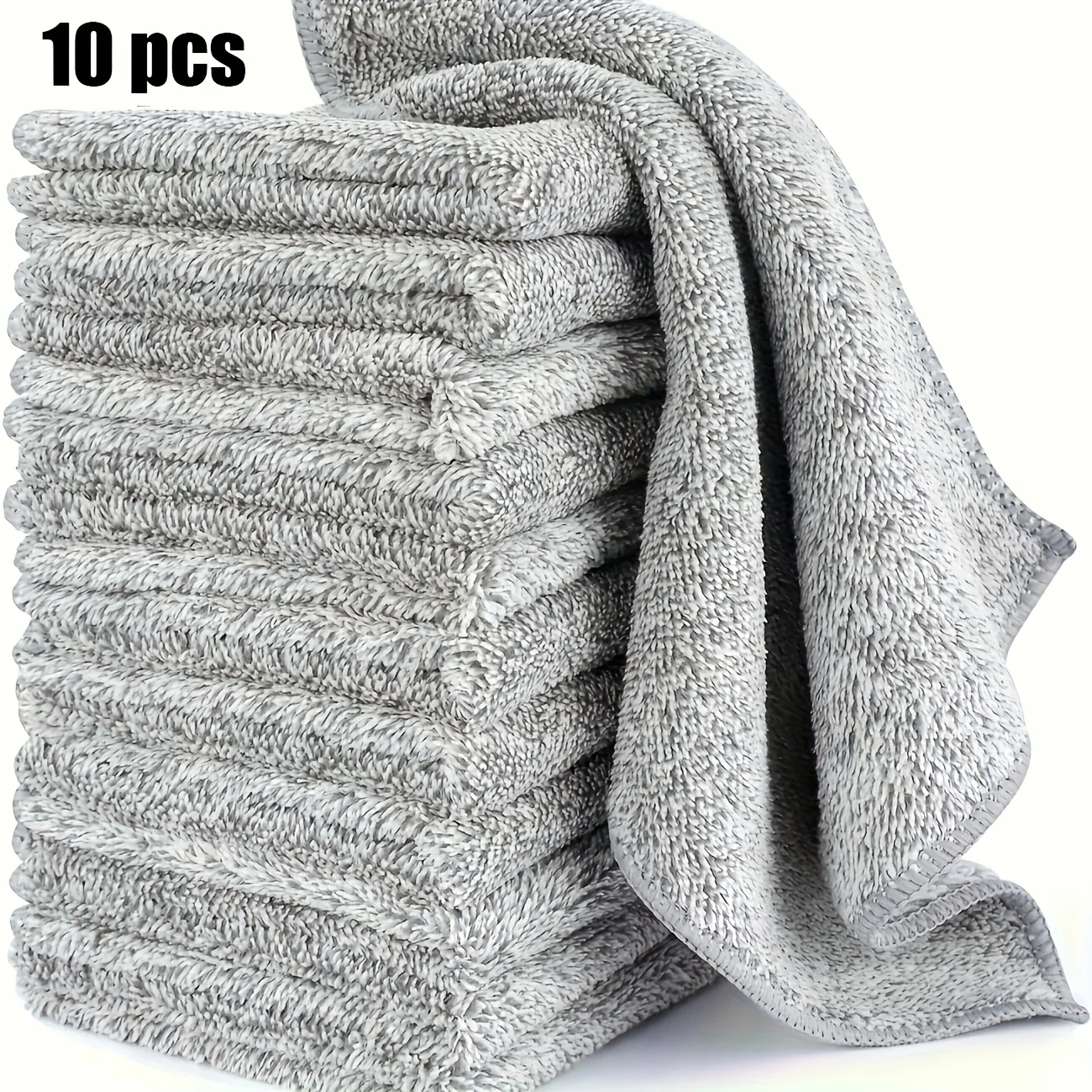 10 Pack Ultra-Absorbent Microfiber Cleaning Cloths - Thick Bamboo Charcoal Towel for Car & Kitchen,Reusable, Quick-Dry