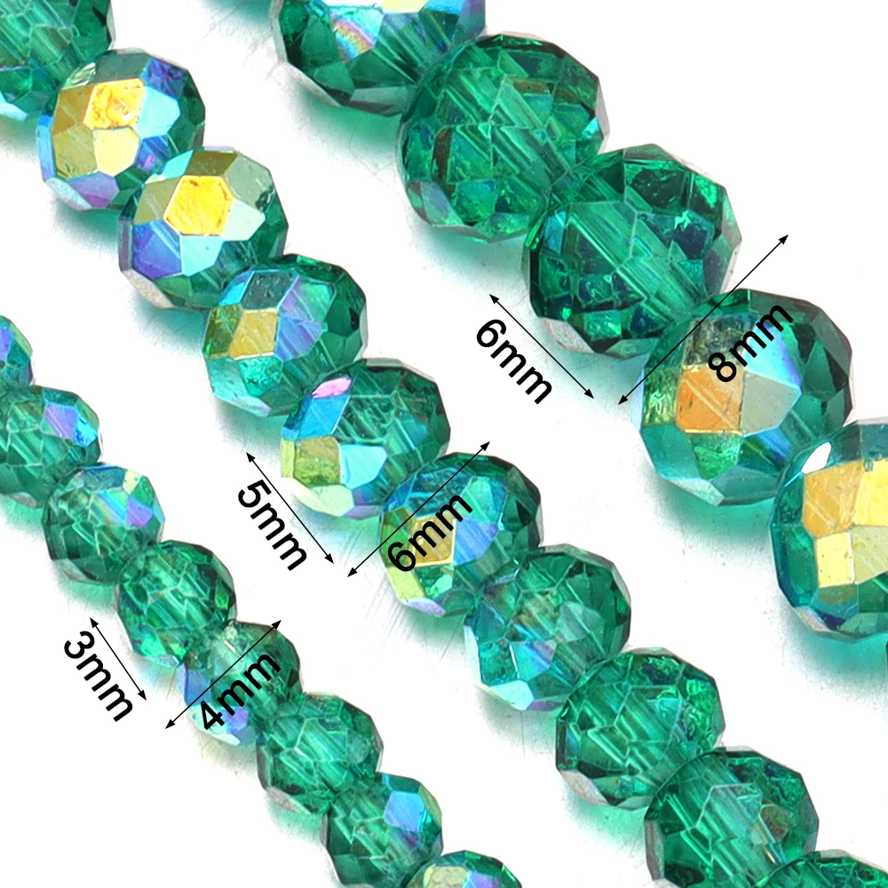 55-95 Stück/Lot 4/6/8mm AB Farbe Flache Runde Facettierte Kristallperlen Glas-Abstandshalter Lose Perlen für Schmuckherstellung DIY Armband Halskette – Detail 1