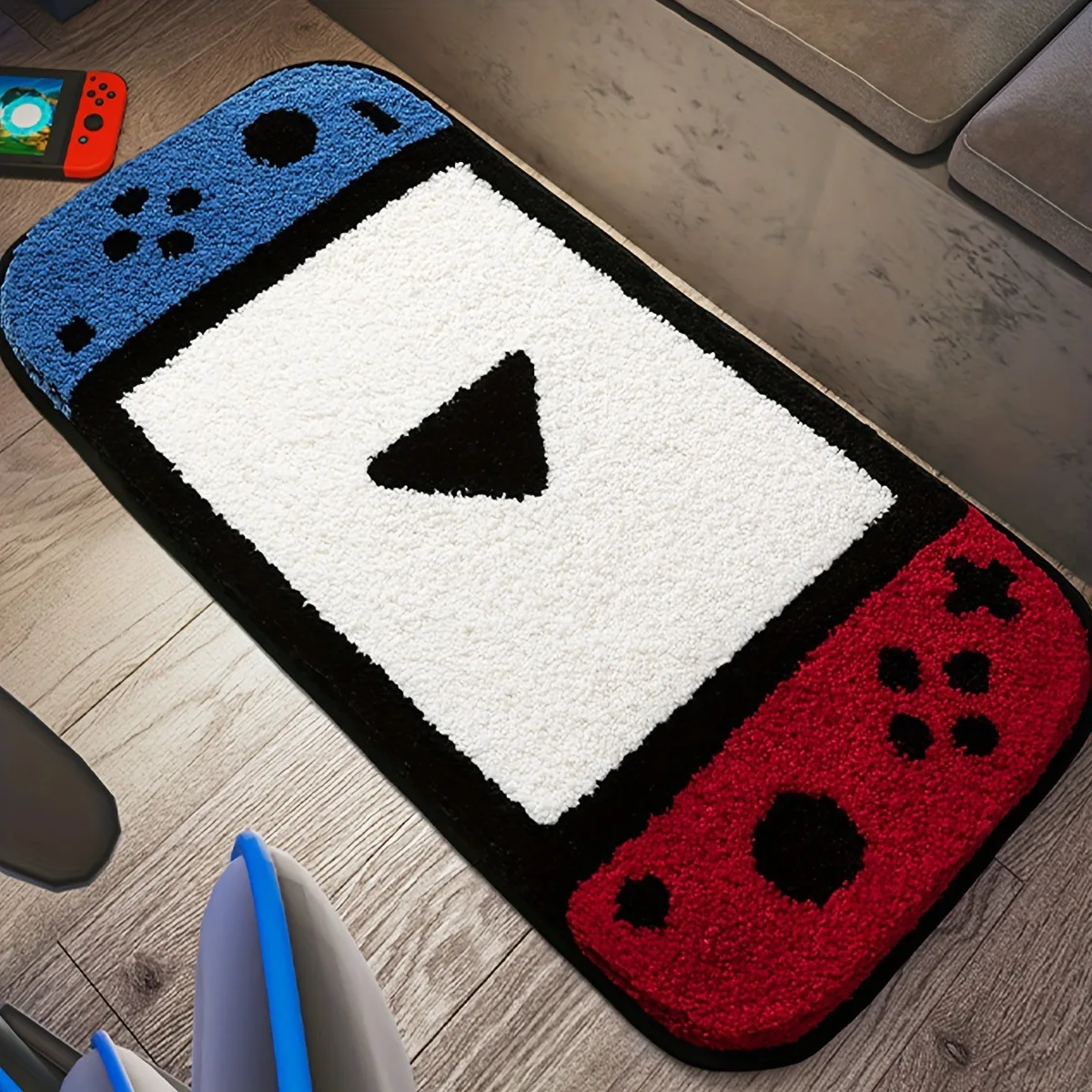 VIKAMA Switch Modeling Game Console Carpet Short Plush Non-Slip And Anti-Drop Living Room Bedroom Gaming Decorative Floor Mats
