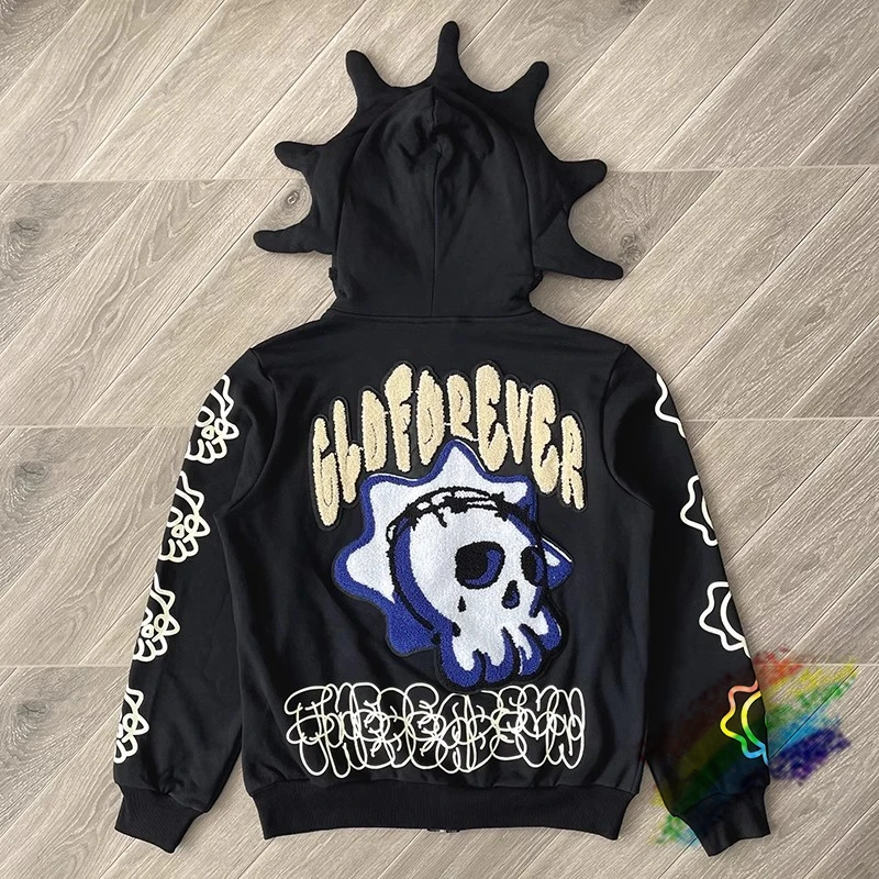 

Towel Embroidered Cartoon Camouflage Glo Gang The Glory Full Zip Hoodie Men Women Vintage Hooded