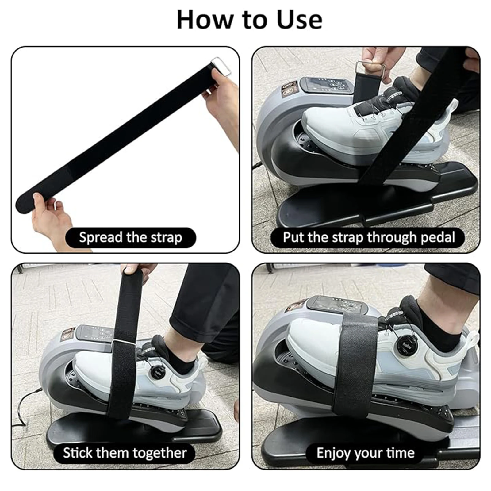 Leg Exerciser Machine Pedal Straps Self Balance Scooter Hook and Loops Band Suitable for Under Desk Elliptical Peddler