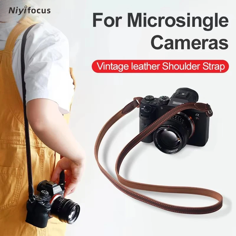 Camera Shoulder Strap Suitable For Sony A6500 A7M4 Canon R50 Nikon ZFC Z30 Leather-Strap Fuji XT5 XS10 Retro Micro Single Strap
