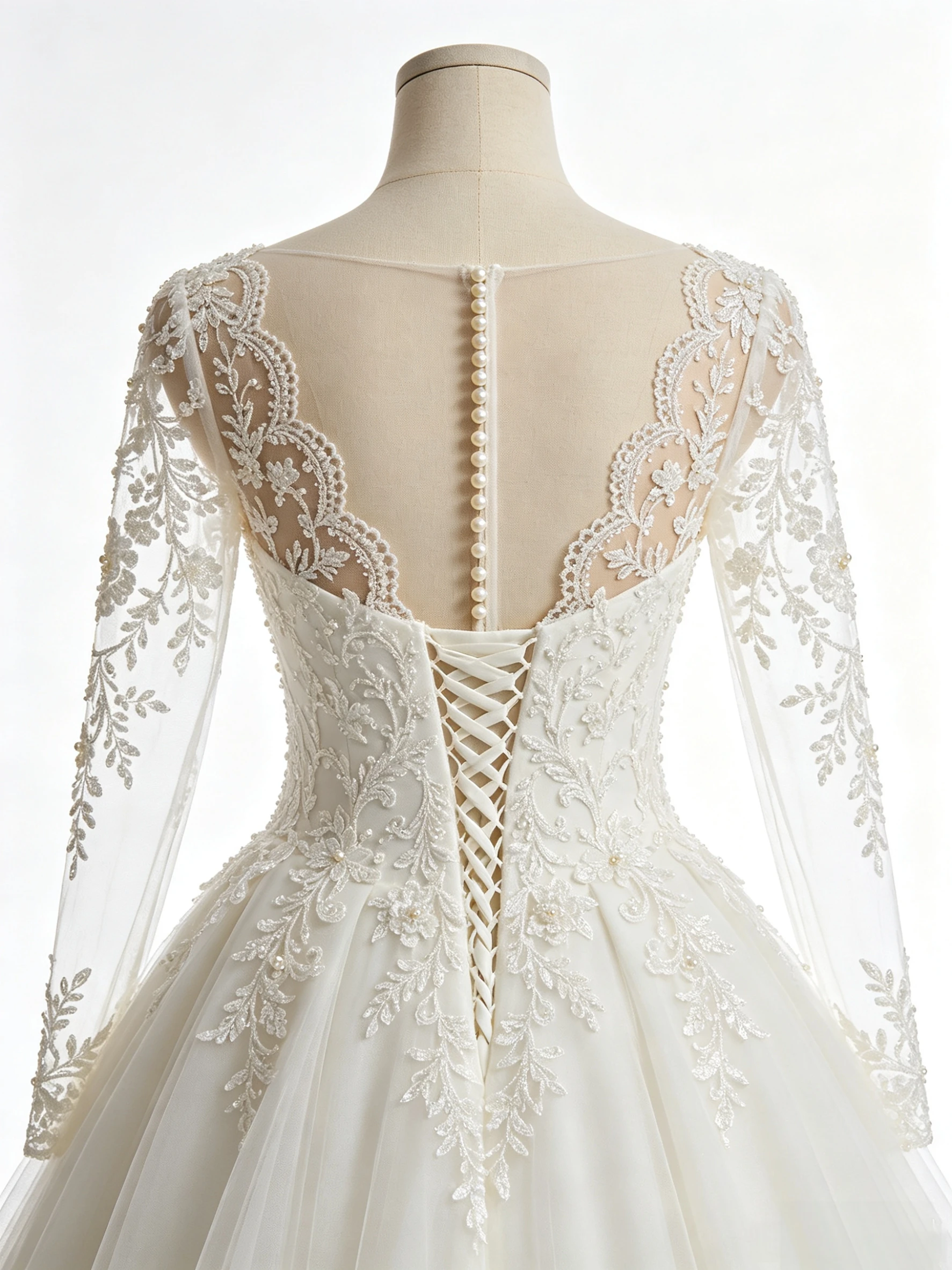 Women Luxury Off Shoulder Long Sleeve Wedding Dress V Neck Lace Appliqued Bridal Gown Glitter Tulle A Line Court Train Wedding