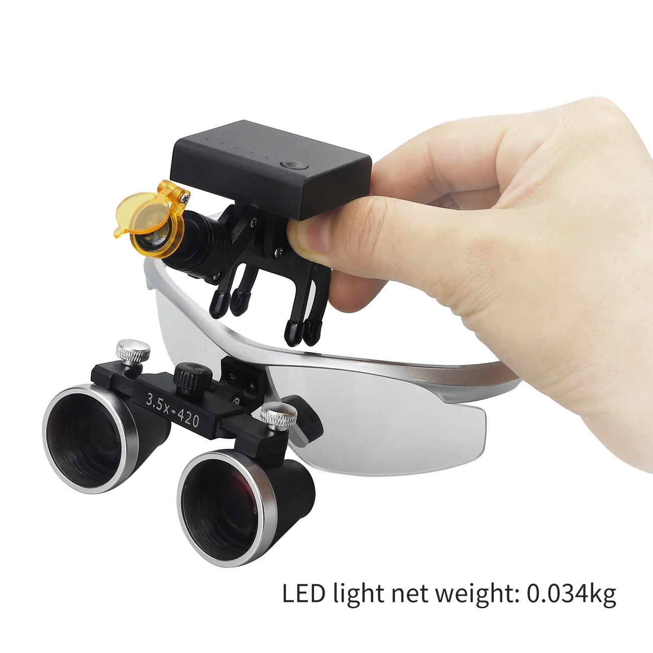 치과 Loupes 2.5/3.5X 돋보기 실험실 의료 확대 쌍안 돋보기 헤드 라이트 전조등 5W 별도로 천 포장