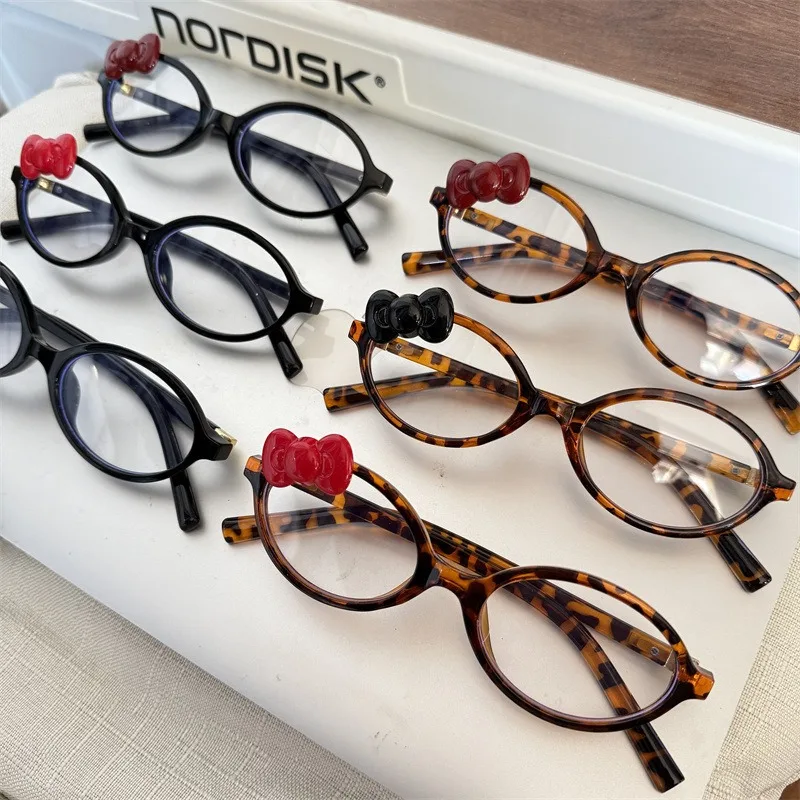إطارات نظارات بعدسات عادية قابلة للإزالة بيضاوية سوداء بطبعة الفهد للنساء والفتيات نظارات مضادة للضوء الأزرق هدية إكسسوار