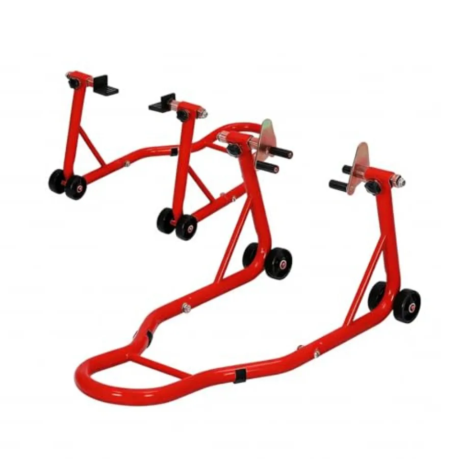 

Универсальная подставка для мотоцикла (передняя и задняя) с адаптерами-зубьями и регулируемой опорой для маятника, грузоподъемность 900 фунтов