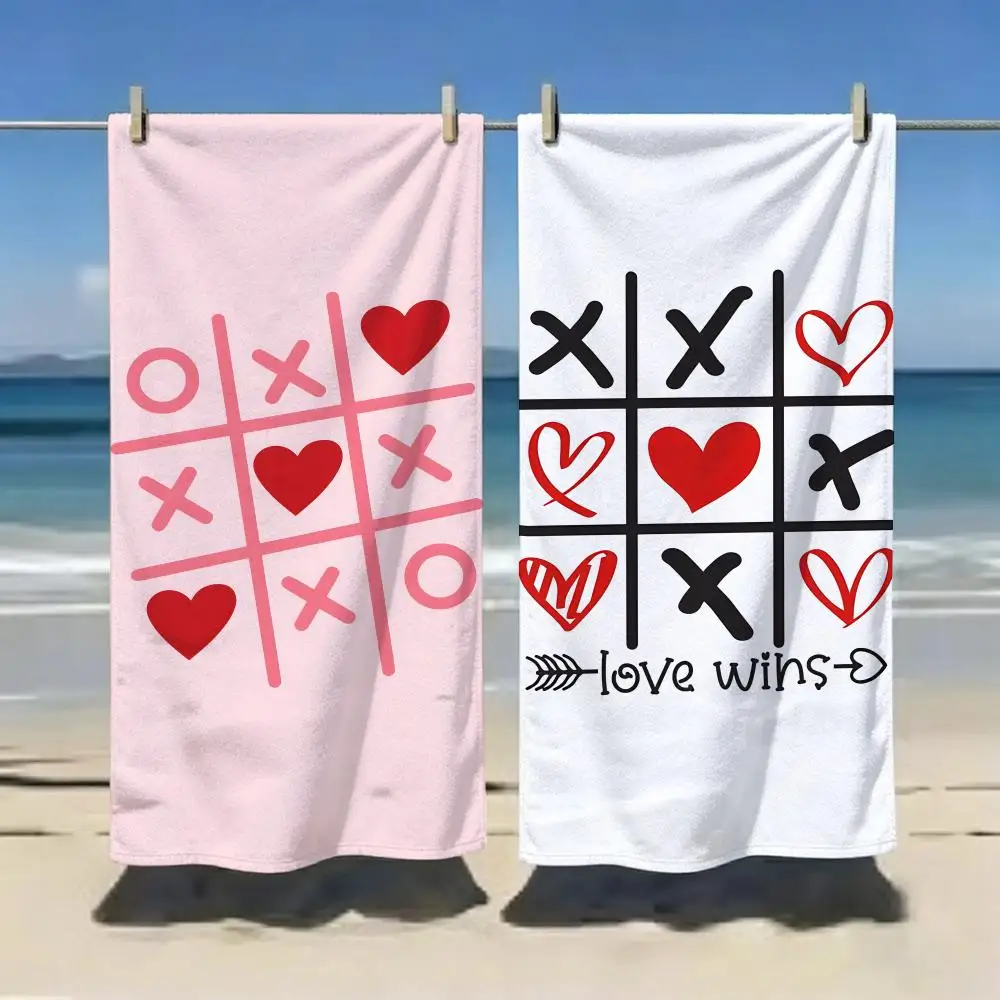 Heart XO Love Tic Tac Toe Towel Microfiber soft Beach Towel for Travel Fitness Sauna Bathing Camping