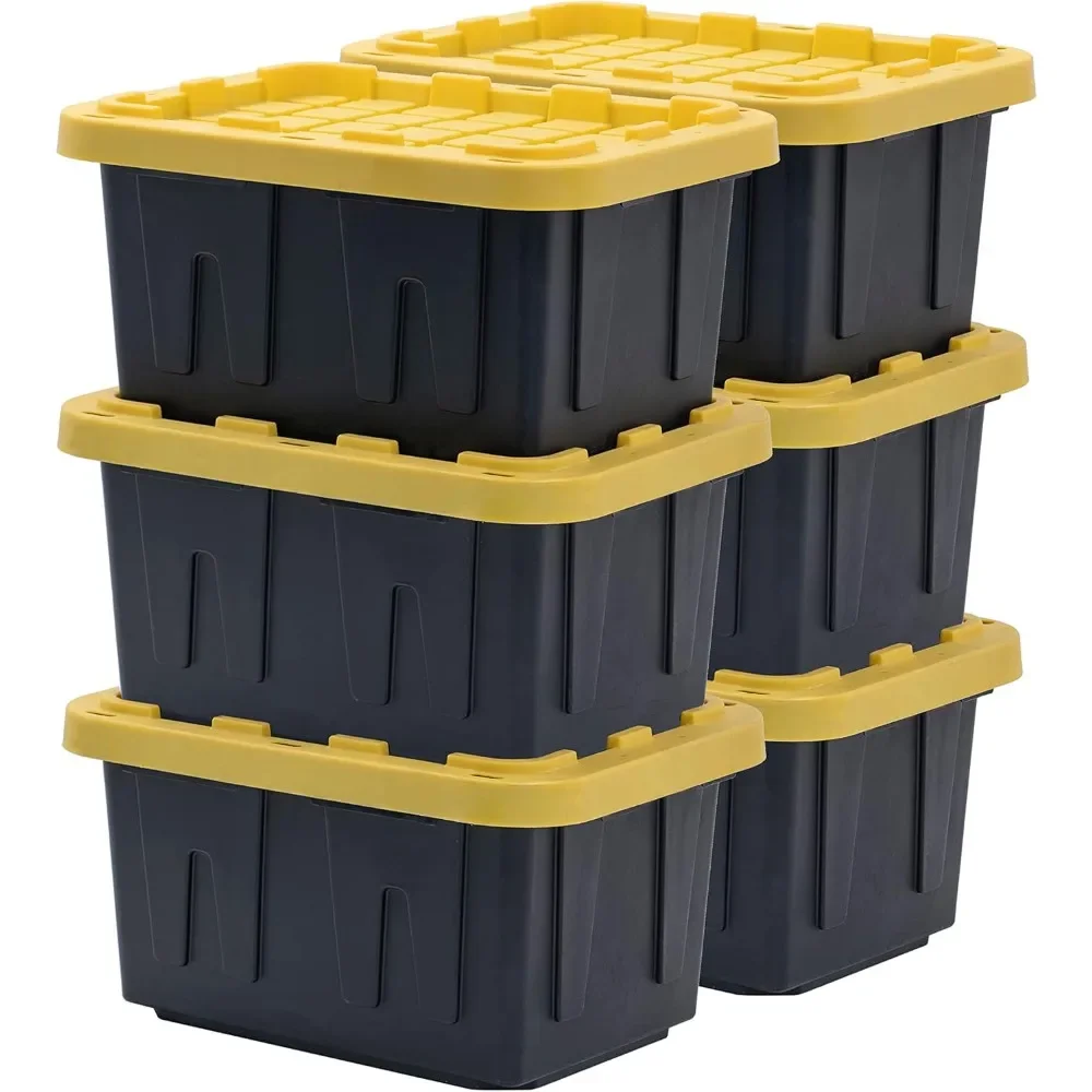 

5-Gallon Heavy Duty Tough Storage Container & Snap-Tight Lid, (8.6" H x 12.3" W x 16.4" D), Weather-Resistant