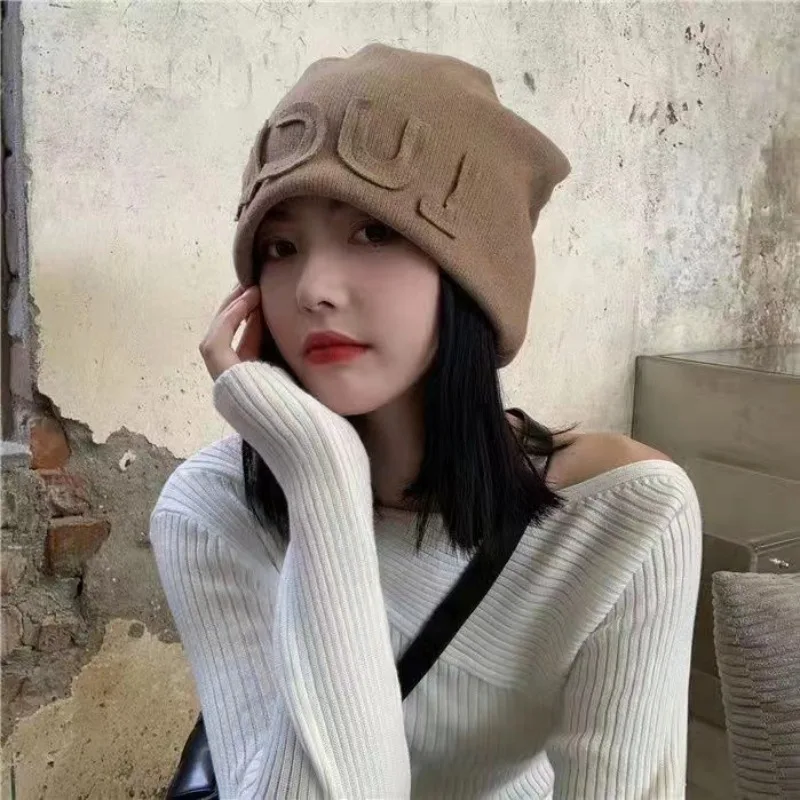 Women Stylish Korean-Style Pullover Cap Winter Warmth Ear Protectors Caps Retro Fashion Versatile Knitted Cap for Women