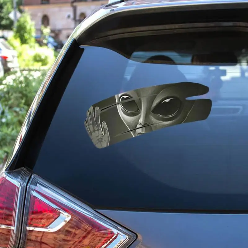 Cartoon Alien Car Sticker Decorations Self-Adhesive Cracked PVC Vinyl Auto Racing Decal Universal Ornament For Car Vehicles11.8