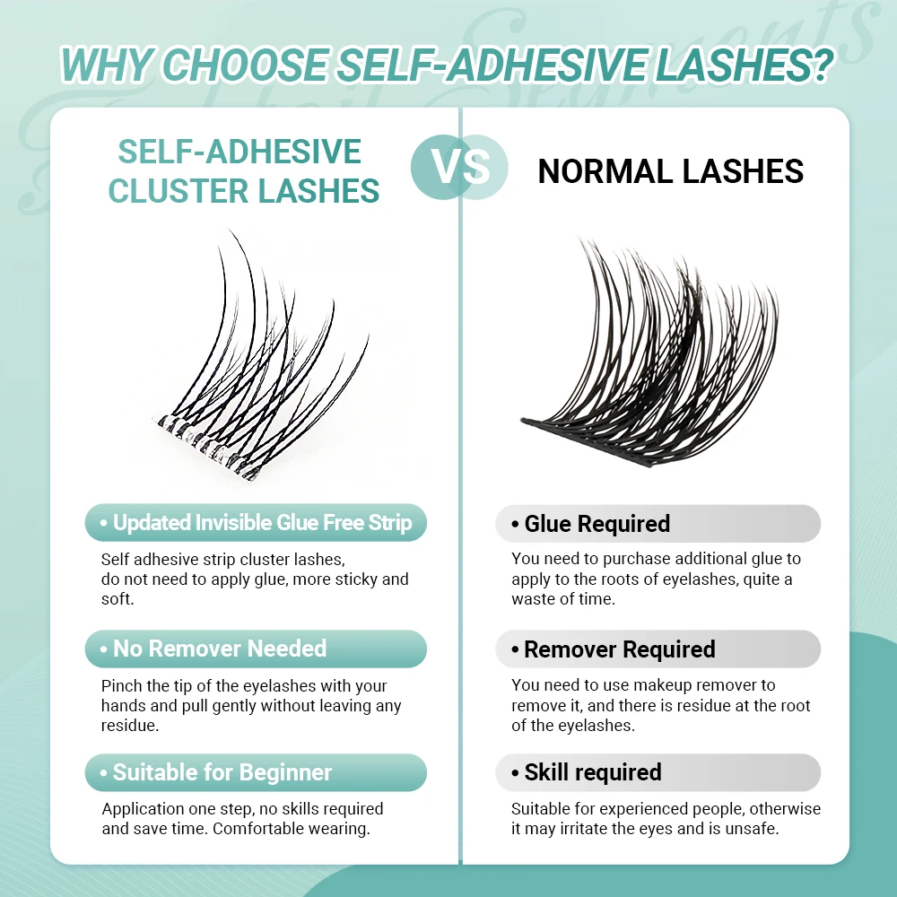 Lashtalk Senza Fascia Ciglia Finte Cluster Segmenti di Coda di Pesce Autoadesivi Ciglia Anime Naturale Morbido Nessuna Colla Necessita Trucco di Bellezza