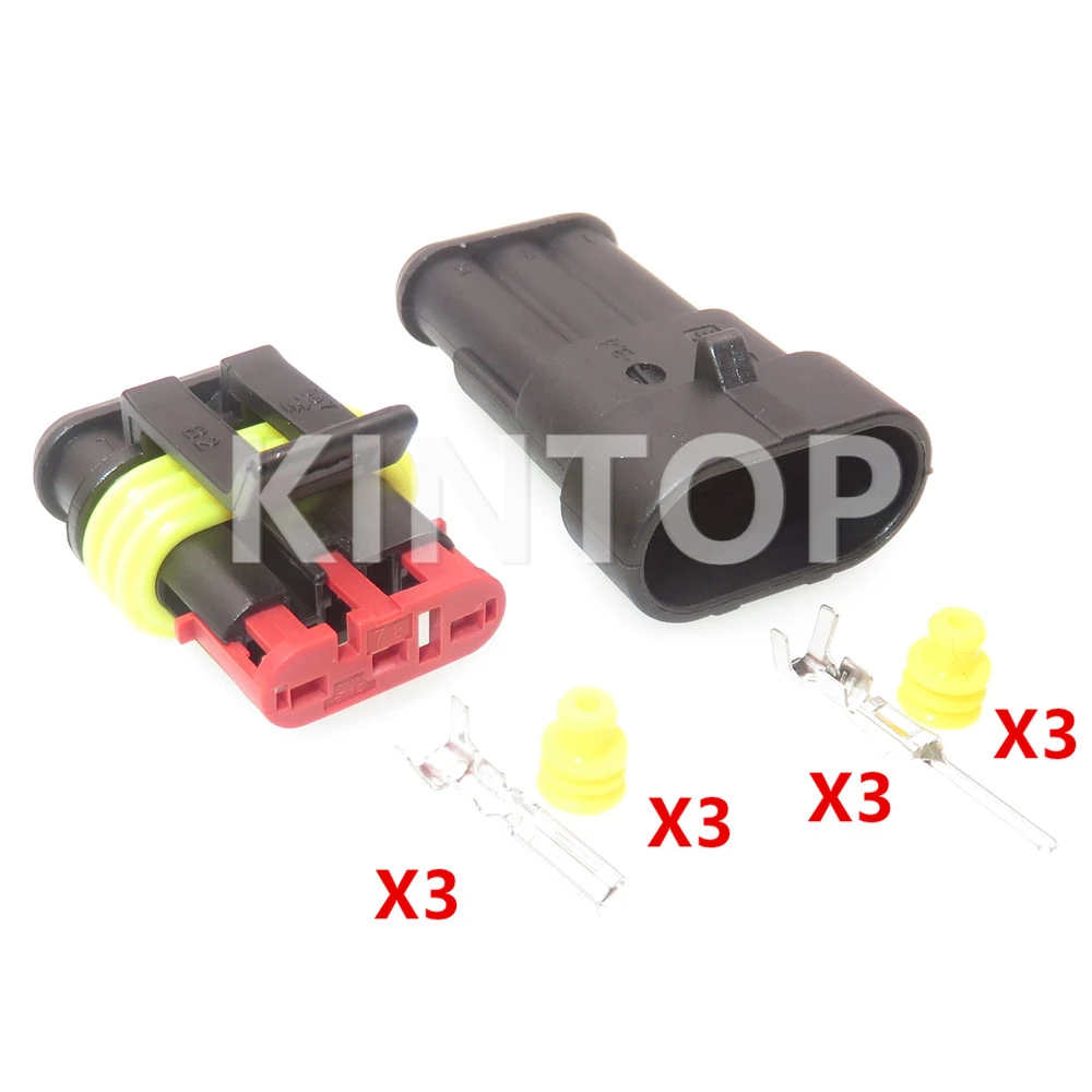 1 Set 3 Pin Waterproof Wire Harness Electrical Connector AC Assembly 282087-1 282105-1 Car Sealed Adapter Auto Accessories - Detail 1