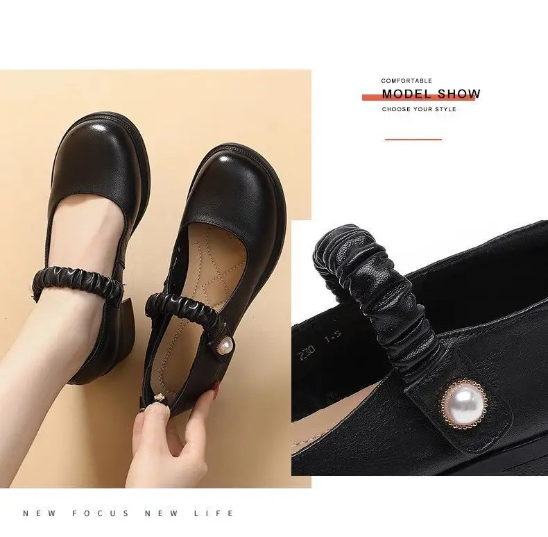 Neue Ankunft Herbst Frauen Schuhe Wohnungen Mary Jane Leder Mokassins Ballett Schuhe Casual Schwarz Loafers Damen Schuhe – Detail 3